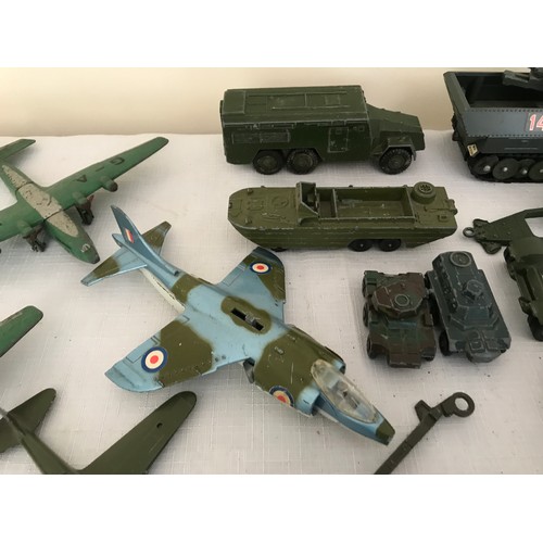 692 - A collection of Diecast military models , Dinky, Corgi Crescent, Britains assorted, 6 Dinky aircraft... 