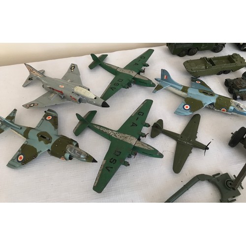 692 - A collection of Diecast military models , Dinky, Corgi Crescent, Britains assorted, 6 Dinky aircraft... 