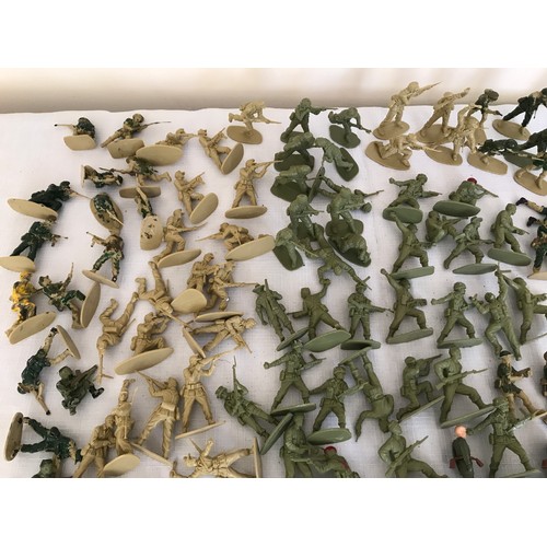 693 - A plastic toy soldier collection to include British and German military. Approx. 5.5cms h. Some mini... 