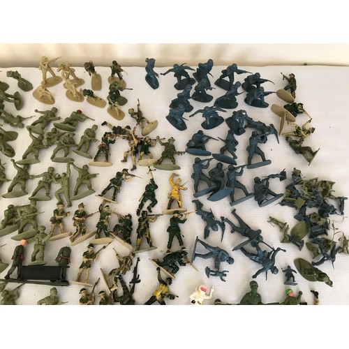 693 - A plastic toy soldier collection to include British and German military. Approx. 5.5cms h. Some mini... 