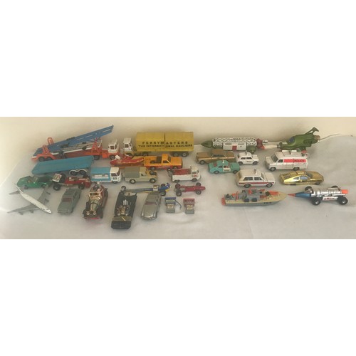 694 - A collection of Corgi and Dinky Diecast vehicles, 17 Corgi including Chitty Chitty Bang Bang, Batmob... 