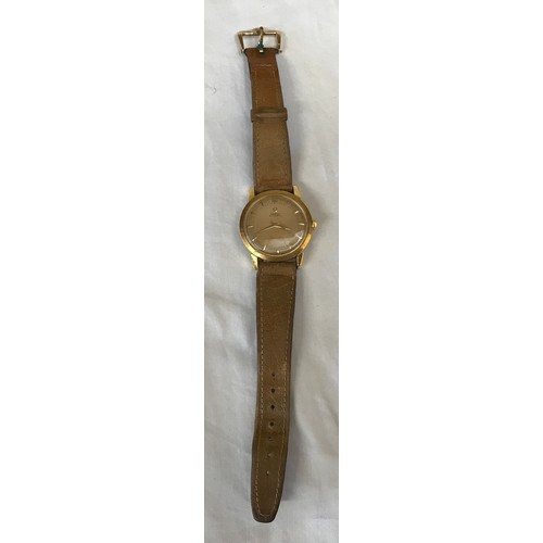 708 - An Omega 18ct gold Seamaster automatic wristwatch with original leather strap and 9ct buckle clasp. ... 