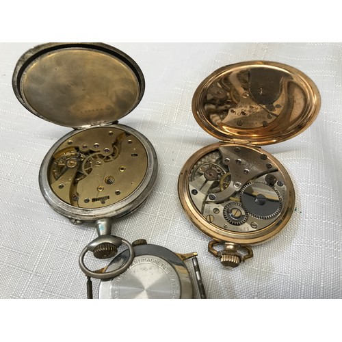 711 - Two pocket watches. One Elgin gold plate cased with Thos Russell & Son movement, 48mm case size and ... 