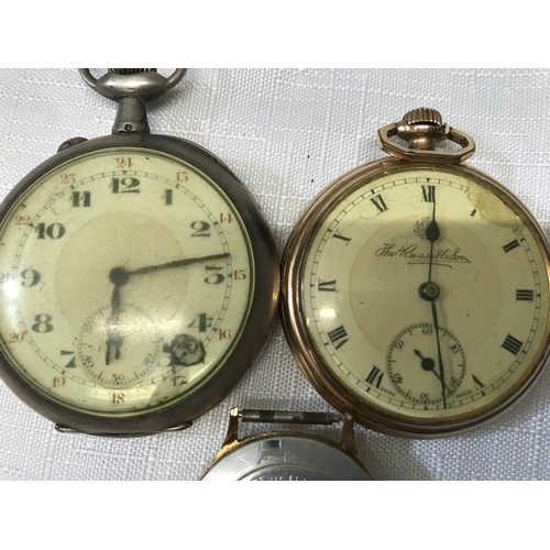 711 - Two pocket watches. One Elgin gold plate cased with Thos Russell & Son movement, 48mm case size and ... 