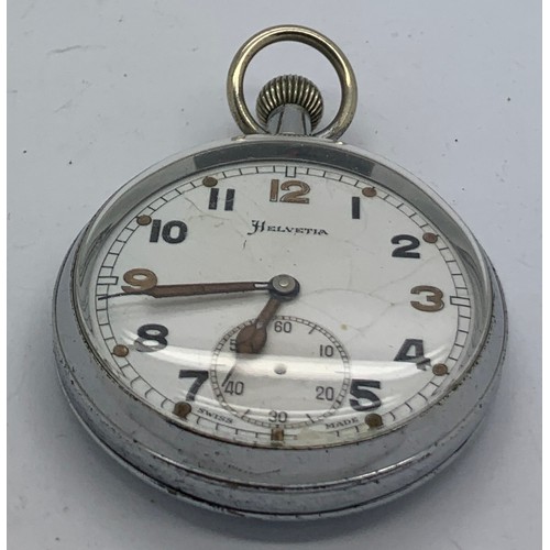 717 - A WWII Helvetia pocket watch with letter referring to original owner.