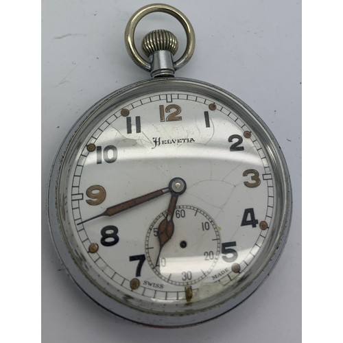 717 - A WWII Helvetia pocket watch with letter referring to original owner.