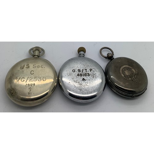 719 - Two pocket watches including on military Damas and a military stopwatch,.