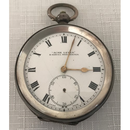 725 - A silver pocket watch 