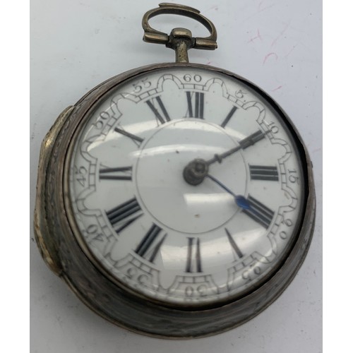 729 - George Goodman 18thC silver repousse pair case pocket watch with good fusee movement. London 1782, n... 