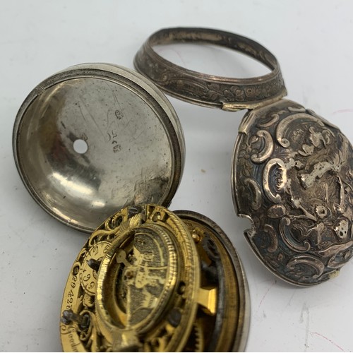 729 - George Goodman 18thC silver repousse pair case pocket watch with good fusee movement. London 1782, n... 