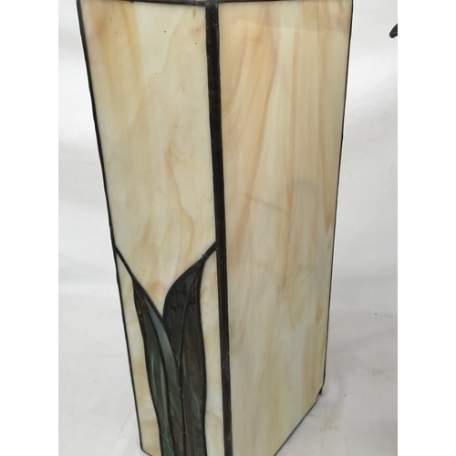 751 - Two table lamps, one wrought iron with Tiffany style shade approx. 60cms h, the other a rectangular ... 