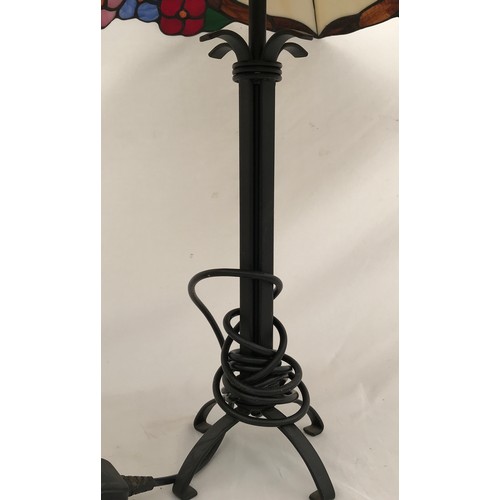 751 - Two table lamps, one wrought iron with Tiffany style shade approx. 60cms h, the other a rectangular ... 