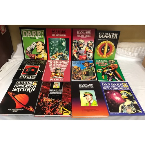 766 - Dan Dare hardback books collection of 12. Hawk Books 1993 compiled by Mike Higgs. Book size 36 h x 2... 