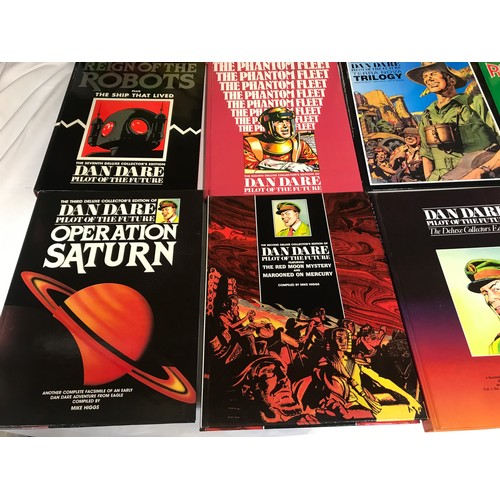 766 - Dan Dare hardback books collection of 12. Hawk Books 1993 compiled by Mike Higgs. Book size 36 h x 2... 