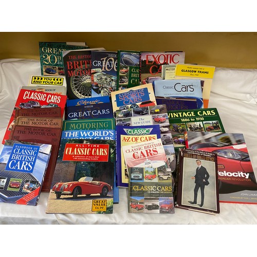 767 - A large collection of various car books to include classic, vintage, high velocity etc.