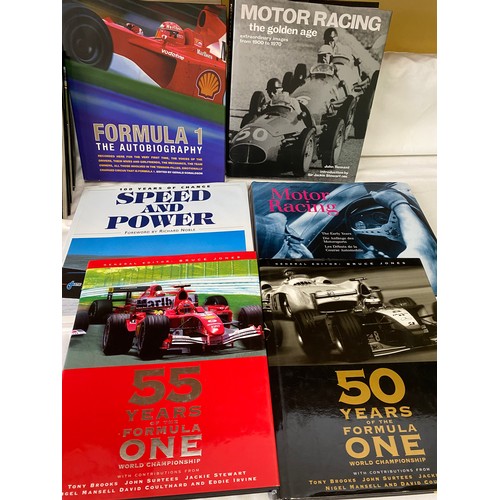 768 - A large collection of Formula 1 books including mostly hardbacks.