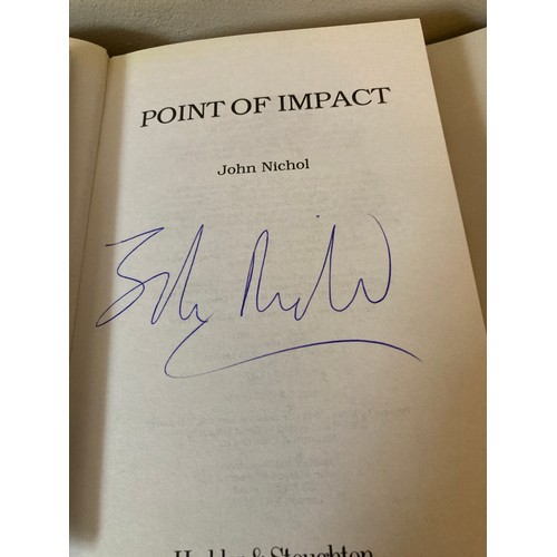 773 - A collection of signed books to include 1966 World cup tribute signed by Sir Geoff Hurst, Thrust by ... 