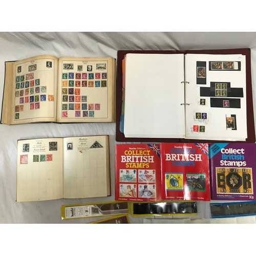 775 - Three stamp albums to include Strand and Nelson albums, an album of World Stamps, envelopes, used de... 