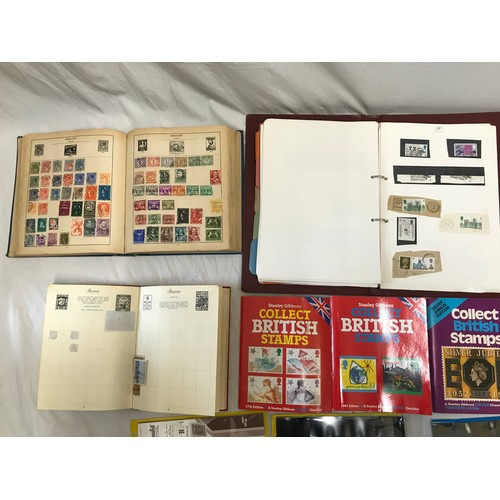 775 - Three stamp albums to include Strand and Nelson albums, an album of World Stamps, envelopes, used de... 