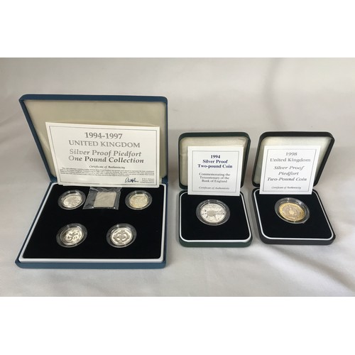 778 - A collection of Royal Mint coins to include 1994-1997  silver proof piedfort one pound collection , ... 