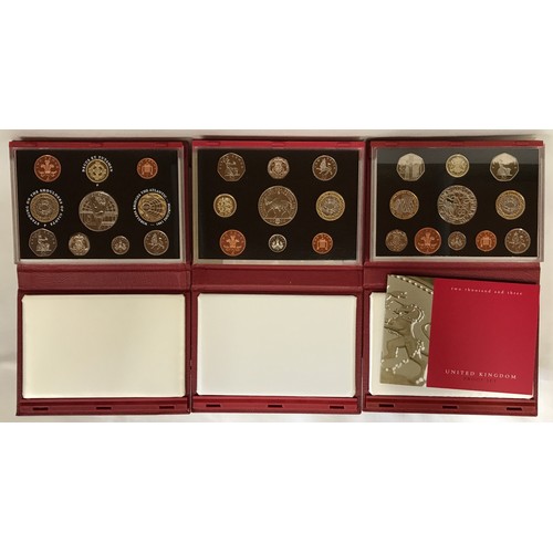 781 - Three boxed Royal Mint Proof Coin Collection sets to include, 2001,2002 and 2003. All original boxes... 