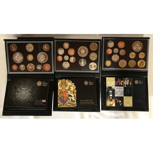 783 - Three boxed Royal Mint Proof Coin collections to include 2008, 2009 with Kew Garden 50 pence and 201... 