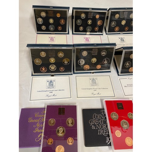 790 - Coinage of great Britain and northern Ireland x 3  and United Kingdom Proof Collection x 7. Years 19... 