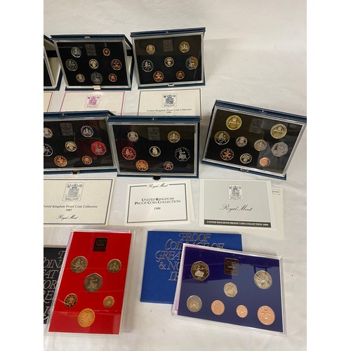 790 - Coinage of great Britain and northern Ireland x 3  and United Kingdom Proof Collection x 7. Years 19... 