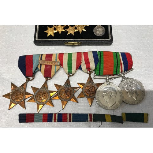 854 - A group of WWII medals comprising Campaign, Defence, 39-45 Star, Africa Star with 8th Army bar, Ital... 