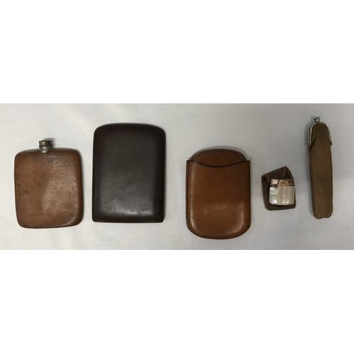 911 - A Gentleman's collection to include 3 x leather cigar cases; one single with metal clasp, one dark b... 