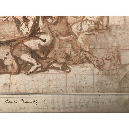 1260 - Carlo Maratti 1625-1713 A preparatory sketch marked to border and in his manner. 17cms x 30cms.