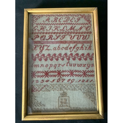 1262 - A sampler believed to be the work of Mary Anne Longstaffe of Norton-On-Tees nr Stockton. 24cms x 16c... 