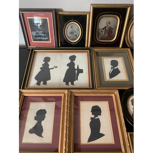 1263 - Fourteen silhouettes of members of the Dyer family, photographs and drawings to include C. R. Longst... 