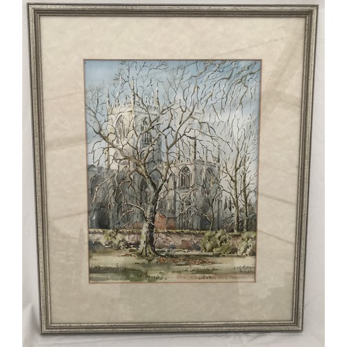 1282 - A framed and mounted watercolour painting unsigned of St Marys Church Beverley. Picture size 33cms h... 