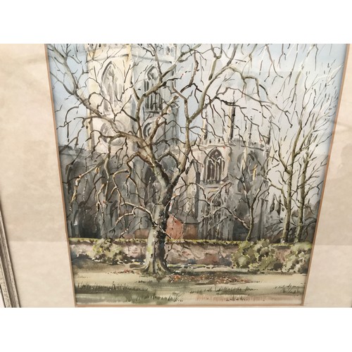 1282 - A framed and mounted watercolour painting unsigned of St Marys Church Beverley. Picture size 33cms h... 