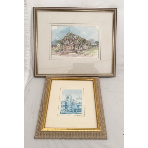 1286 - A Tom Harland framed watercolour, Garden Scene, picture size 18 h x 27cms w and a Tom Harland signed... 