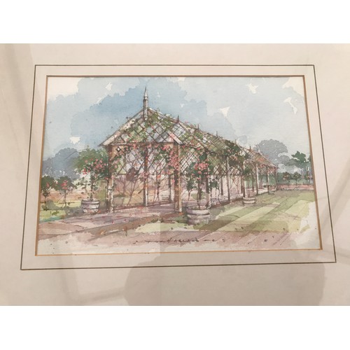 1286 - A Tom Harland framed watercolour, Garden Scene, picture size 18 h x 27cms w and a Tom Harland signed... 