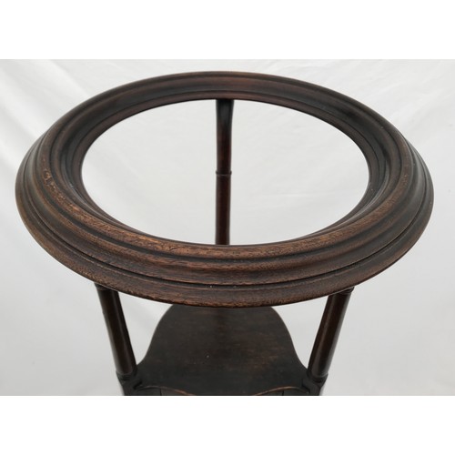 1368 - A mahogany circular washstand with two small drawers and tripod cabriole legs. 79cm h x 49cm w at fe... 