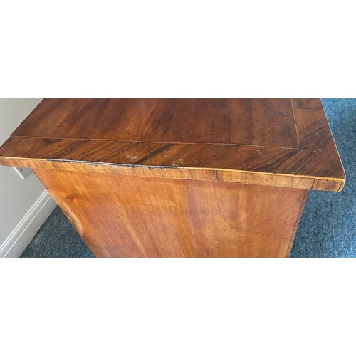 1369 - Early 19thC mahogany chest of 4 graduated drawers with ivory escutcheons on bracket feet. 98 w x 48 ... 