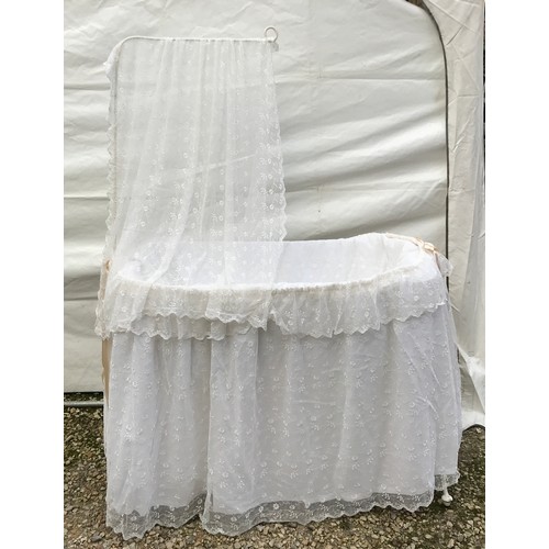 White swinging hotsell crib with drapes