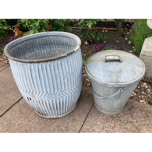 1549 - A galvanised dolly tub 52cms and bucket.