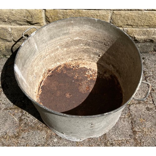 1555 - A galvanised zinc twin handled bowl.