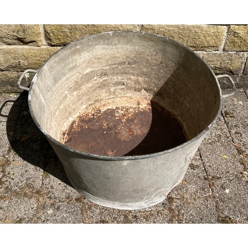 1555 - A galvanised zinc twin handled bowl.