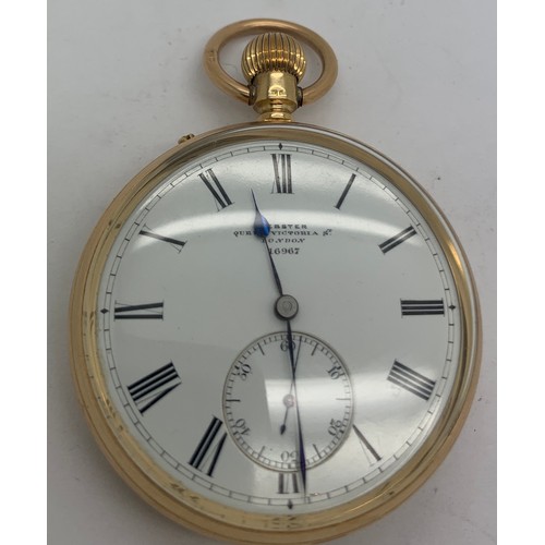 An 18ct gold gentleman s keyless pocket watch by Webster Queen