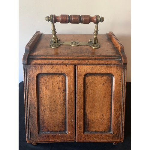 587 - A 19thc mahogany coal box with liner and brass fittings.