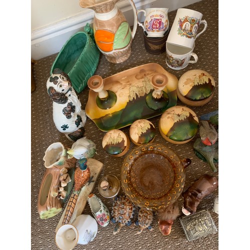 71 - A miscellany of mainly ceramics  to include Beswick pheasant a/f, dressing table set, Sylvac vase, W... 