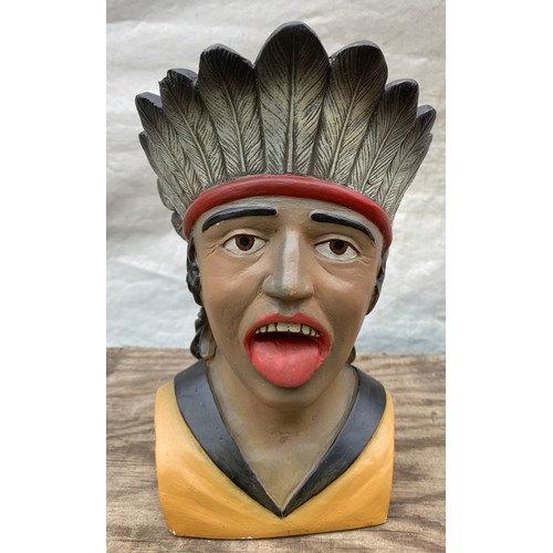 602 - A plaster chemist gaper display head. 21cms h.