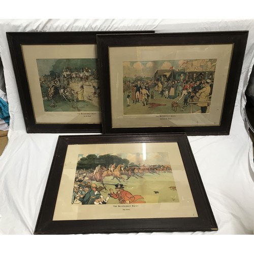 685 - Set of three coloured Cecil Aldin prints. The Bluemarket Races, The Start, Between the Races, On the... 