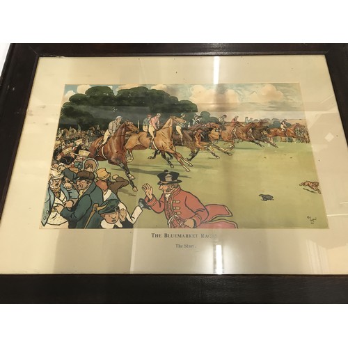 685 - Set of three coloured Cecil Aldin prints. The Bluemarket Races, The Start, Between the Races, On the... 