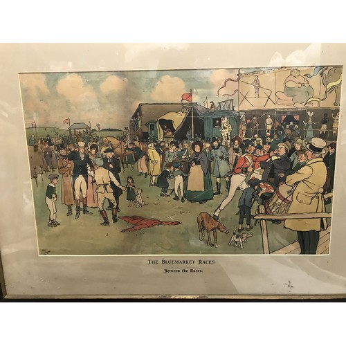 685 - Set of three coloured Cecil Aldin prints. The Bluemarket Races, The Start, Between the Races, On the... 